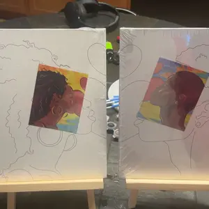 Valentines Day Couple Pre Drawn Kit Gift Couple Painting Kit Pre Drawn Canvas Sip and Paint Kit Gift for Anniversary, Painting Party, Art Practice, Valentines Day Gift, Man and Women Couple Everyday Dating Supplies