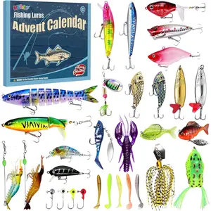 Fishing Advent Calendar 2025 for Adults Teens Men Boys – 24 Days Christmas Countdown Fishing Lures Tackle Kit Bass Trout Fishing Advent Calendar for Dad Husband Boyfriend Him Christmas Gift
