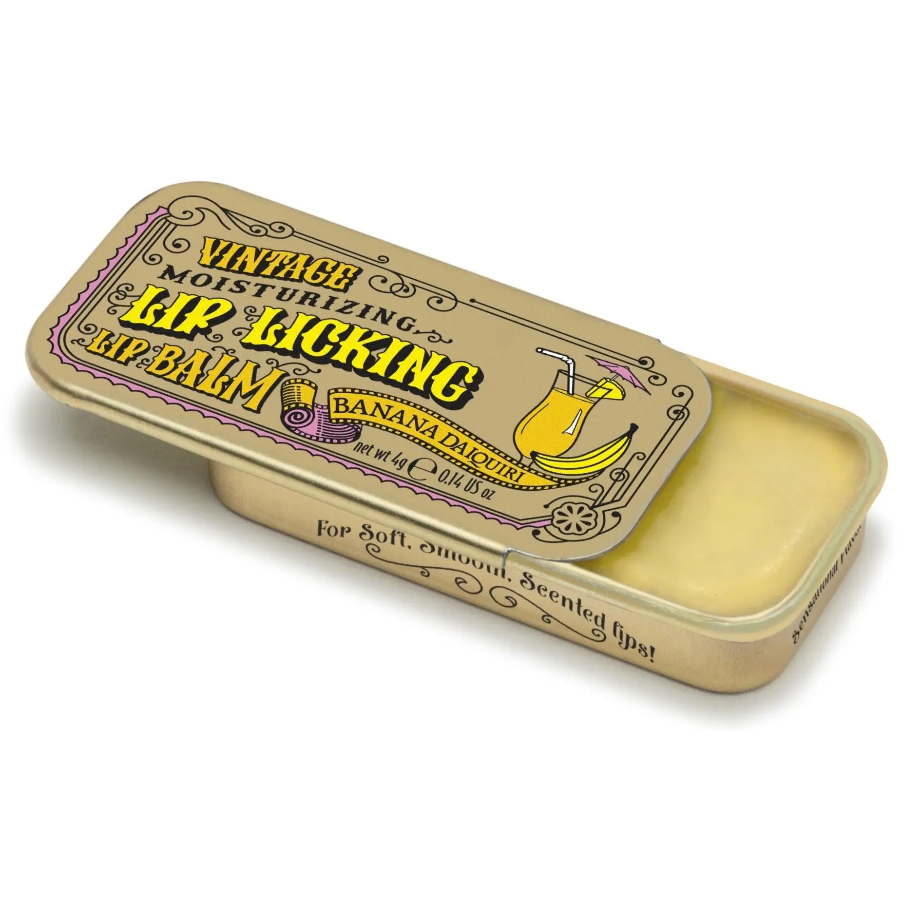 Tinte Cosmetics Tinted Scented Organic Banana Daiquiri Flavored Lip Balm - Hydrating, Silky, Creamy, Natural, Conditioning Vintage Lip Treatment with Shea Butter, Tinted Lip Treatments