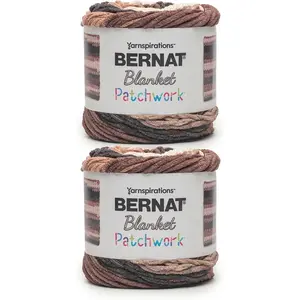 Blanket Patchwork Coffee Bar Yarn - 2 Pack of 300g / 10.5oz - 100% Polyester - #6 Super Bulky - 220Yards - Knitting/Crochet