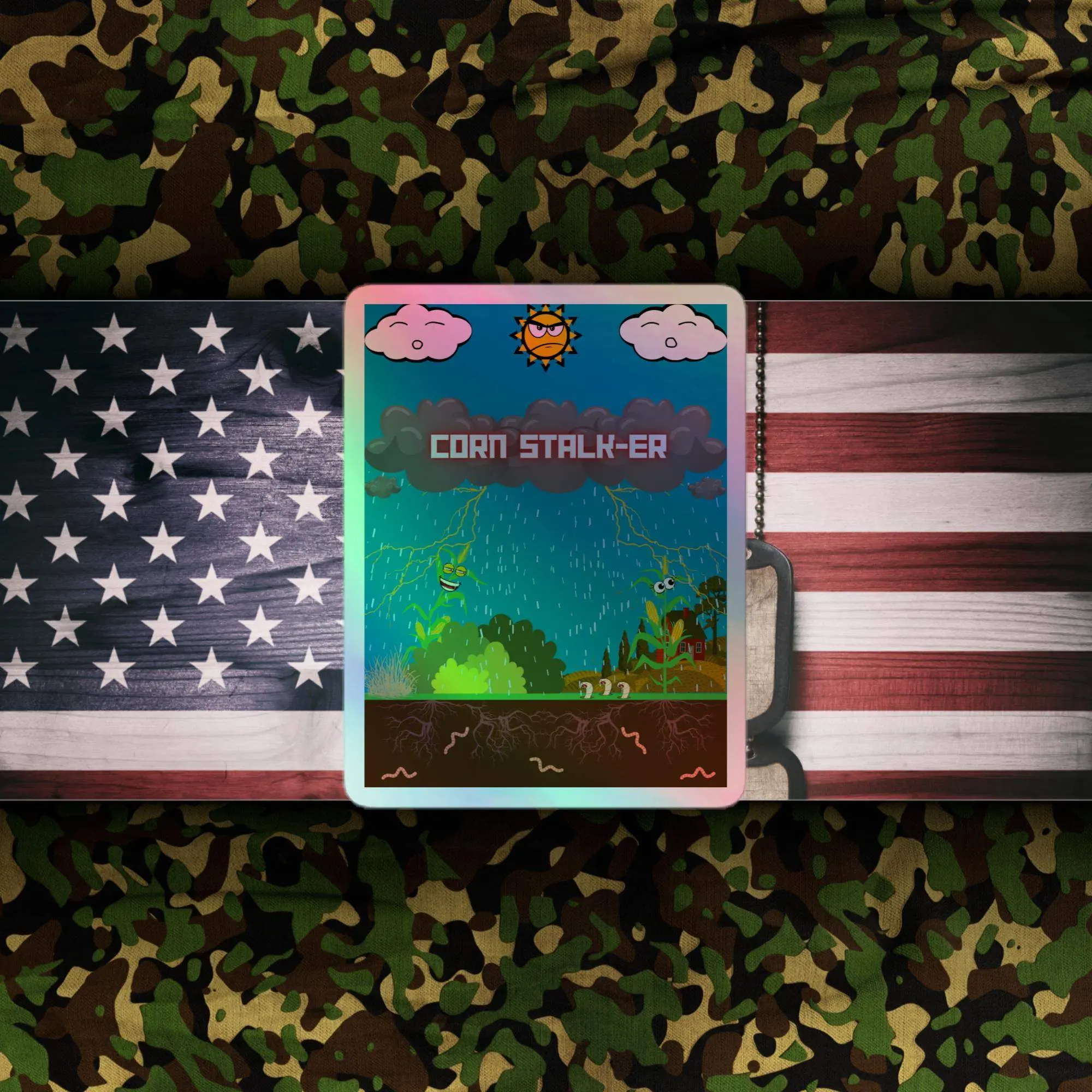 Holographic stickers Corn Stalk-er