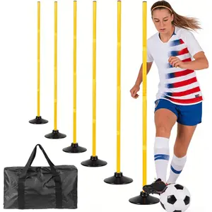 5 FT Agility  Poles for Soccer//Horse,Adjustable Football Basketball Speed and Agility  Equipment,Set of 4/6 with Round Rubber Base