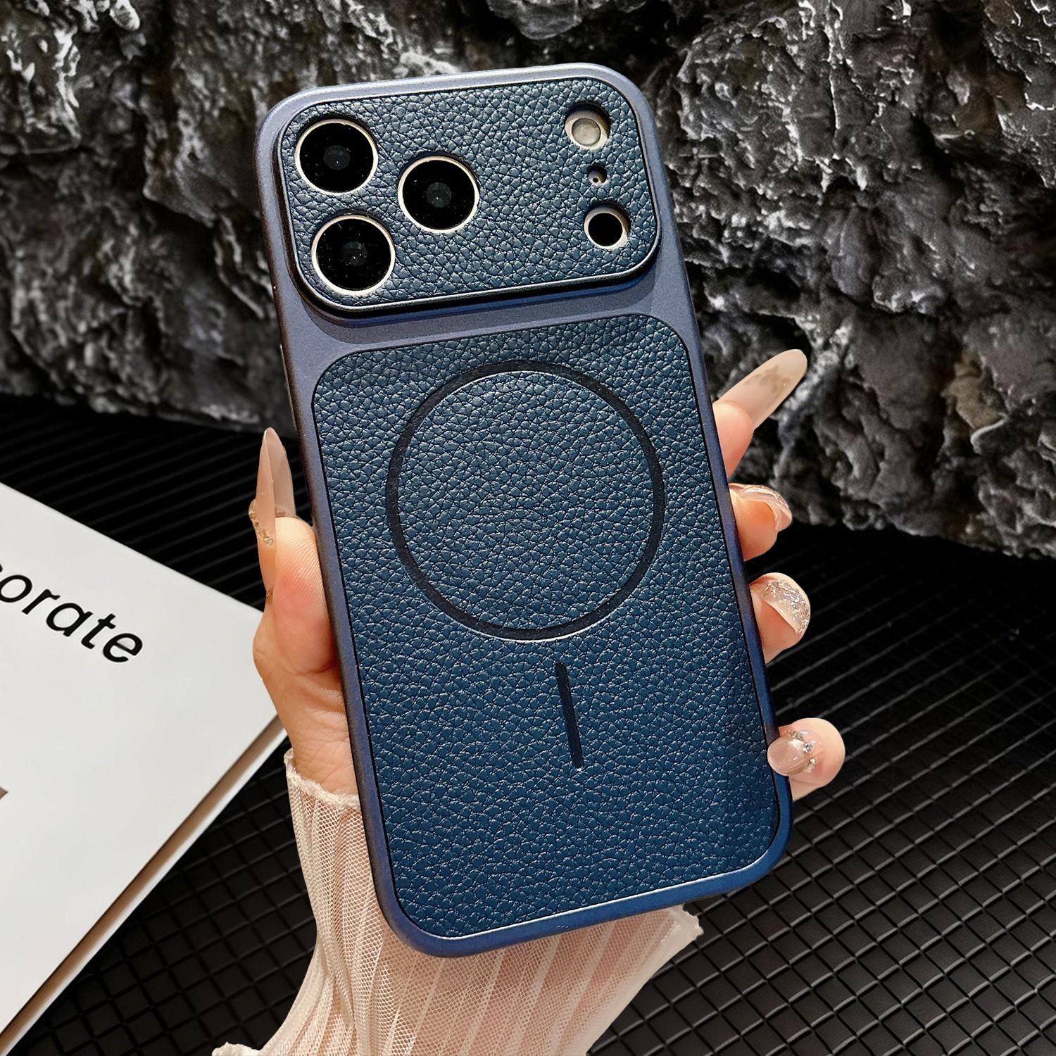 For iPhone 17/16/15/14/13 Pro Max Phone Case,Slim Classic PU Leather Anti-Fingerprint,Camera Lens Protection,Soft TPU Rugged Military Grade Drop Shockproof Cover