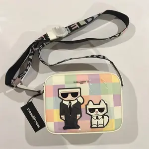 NWT Karl Lagerfeld Paris Maybelle Colorblock Double Zipper Camera Crossbody Bag