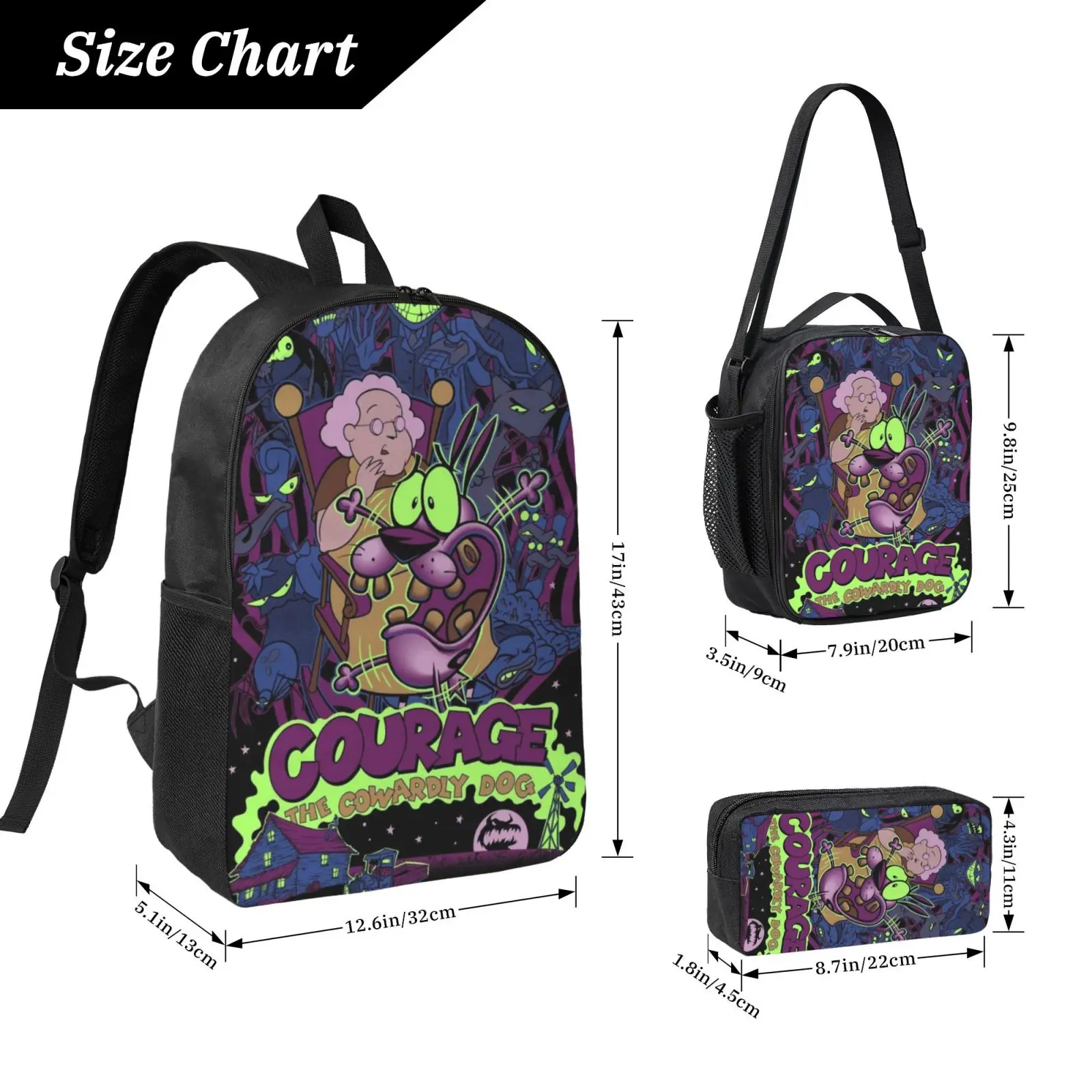 Courage the Cowardly Dog Lightweight Backpack Set With Lunchbox