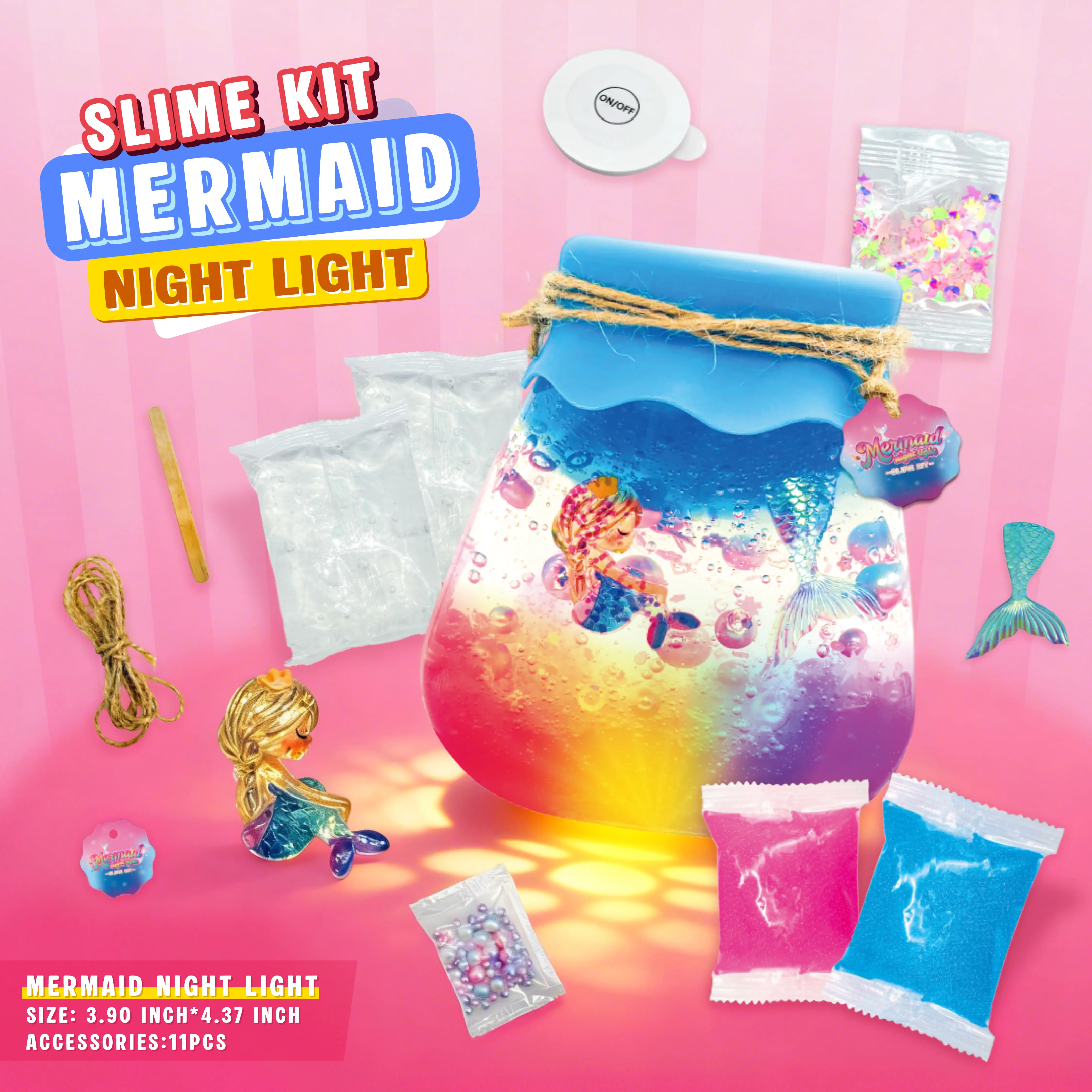 DLMdilemu Whimsigothic Mermaid DIY Slime Crystal Lamp Kit - Glowing LED Light, Creative Sensory DIY Arts and Crafts, Coconut Oil Squishy Toy for 12+ Year Olds, Desktop Decor Birthday Gift
