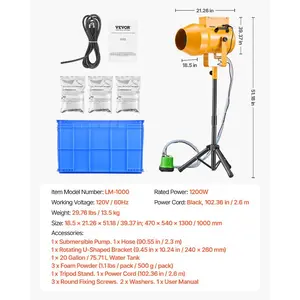 VEVOR Foam Machine, 115 W Party Foam Cannon, Portable Foam Maker with a Tripod Stand, Powerful Foam Party Machine, for Backyard, Pool, Outdoor Events, Birthdays, Celebrations and Party, Grey Orange