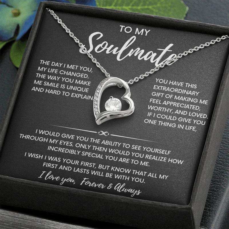 Forever Love Necklace - To My Soulmate Gift, Love Heart Necklace, Birthday Gift For Girlfriend, Soul Mate, Love Partner, Anniversary Gift, Adjustable Chain Length 18"-22" - Necklinphalt