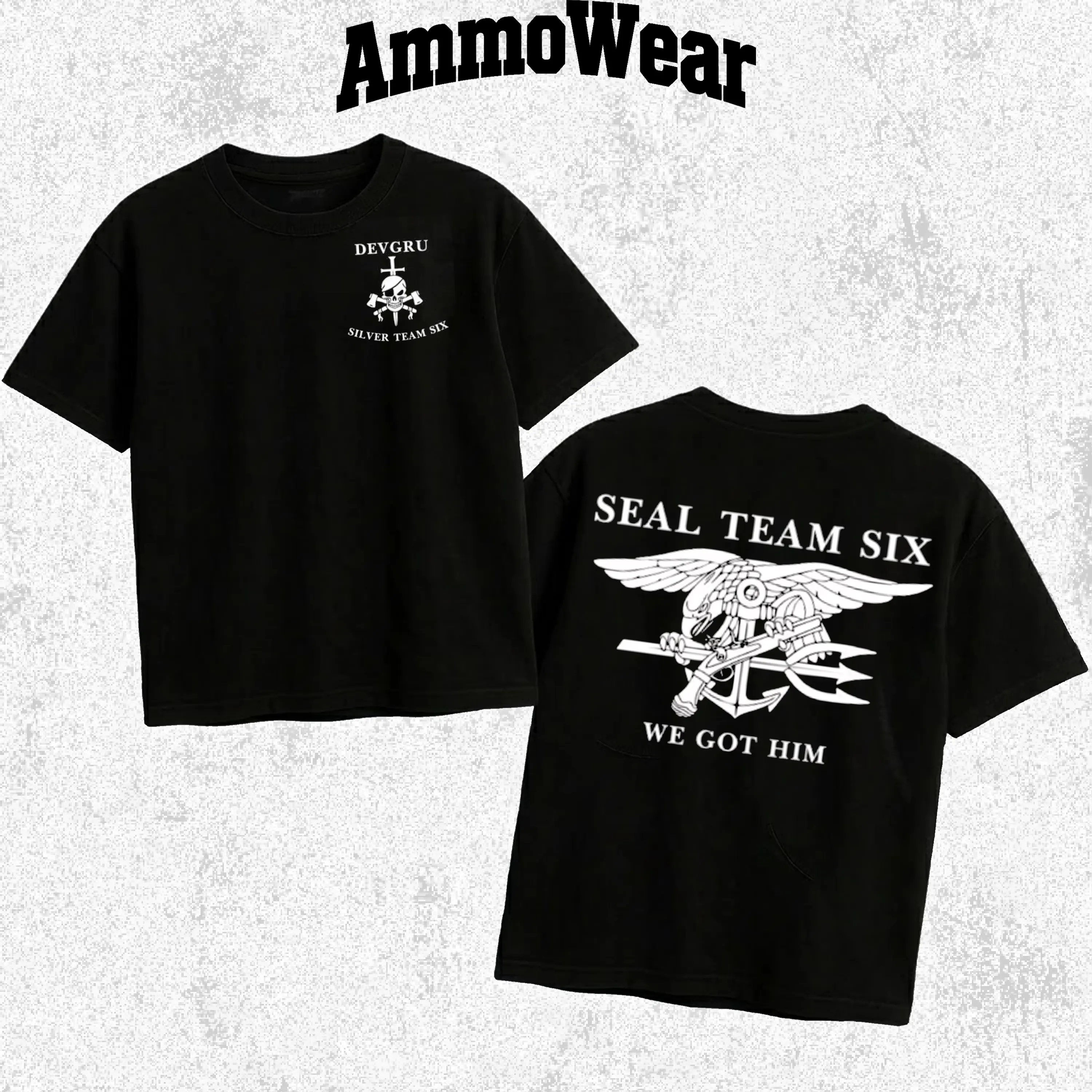 SEAL Team Six DEVGRU Silver Squadron Graphic Tee, Navy SEAL Trident T-Shirt, We Got Him Military Veteran Apparel, US Naval Special Warfare Top, Unisex Casual Black Short Sleeve Everyday Shirt, Tactical Streetwear Fashion