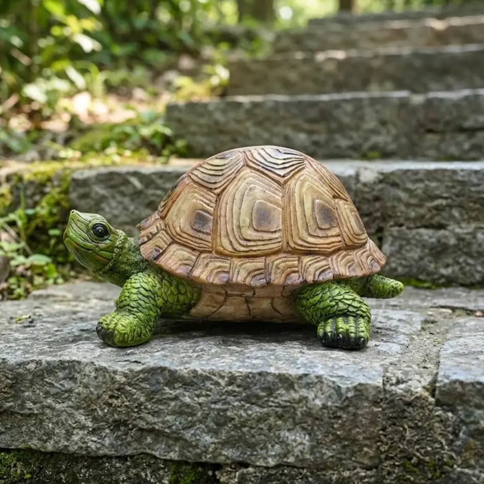 Realistic Resin Turtle Garden Statue, Waterproof Outdoor Figurine Decor, Lawn Ornament Sculpture for Yd Patio Flower Bed, Cute Animal Accent Gift for Home Improvement Garden Decor