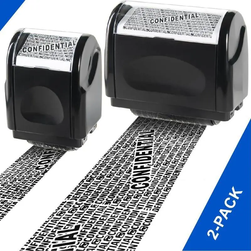 2026 New Year Edition 2-Pack Privacy Protection Roller Stamp - 100m Durable Ink Roll, Blocks Sensitive/Address/Billing Info, Prevents Identity Theft, Long-Lasting, Home & Office Supply