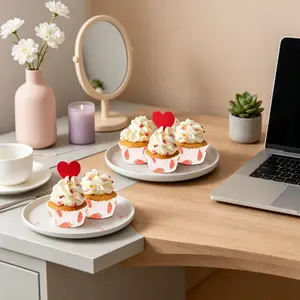 Strawberry Cupcake Liners, Festive Home & Party Cake Decorations for Summer Party Dessert Enhancement