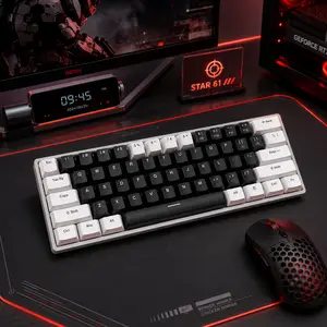 K61-Key Hot-Swappable Mechanical Keyboard eyboard Portable 60% Mechanical Gaming Keyboard, LED Backlit Compact 61 Keys Mini Wired Office Keyboard with Mechanical Switch for Windows Laptop PC Mac