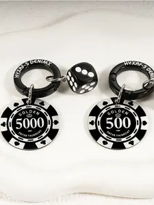 LUVTAG 🎲 TikTok Viral Y2K Goth Keychain - Anti-Tarnish Stainless Steel Poker/Bitcoin Chip & Dice Bag Charm, Everyday Carry Accessory, Ideal Birthday/Christmas Gift & Stocking Stuffer for Gamers & Streetwear Fans
