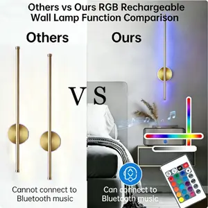 Newly upgraded 2-piece APP music control charging wall lamp -50CM-RGB - with remote control - can be connected to Bluetooth music sensing wall lamp suitable for living room, bedroom, music atmosphere, holiday use