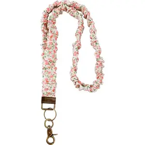 Cute Elastic Neck Strap Teacher Nurse Lanyard, Women's Stretch Keychain Holder, Floral Pattern, Polyester Fiber, Fashion Accessory