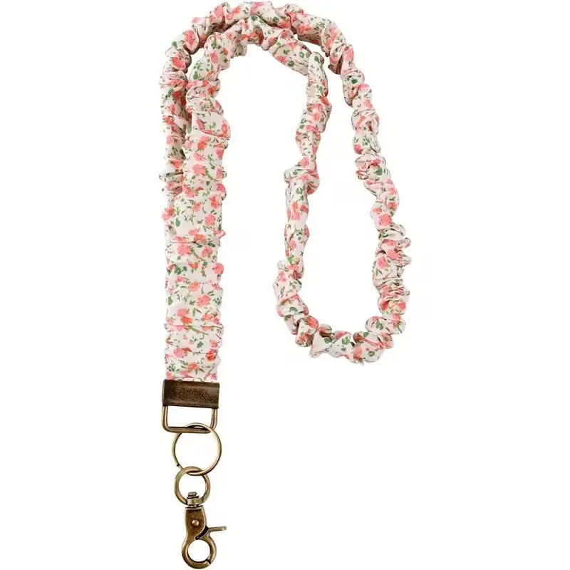 Cute Elastic Neck Strap Teacher Nurse Lanyard For Id Badge, Id Badge Holder, Women's Stretch Keychain Holder, Floral Pattern, Polyester Fiber, Fashion Accessory, Cute Lanyards For Id Badges