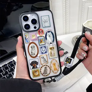 Trendy Magnetic Cat and Puppy Art Phone Case for iPhone16/15/14/13/12 Pro Max MagSafe Ready, Scratch-resistant & Shockproof TPU Case | Cute Pick for Girls.JL04