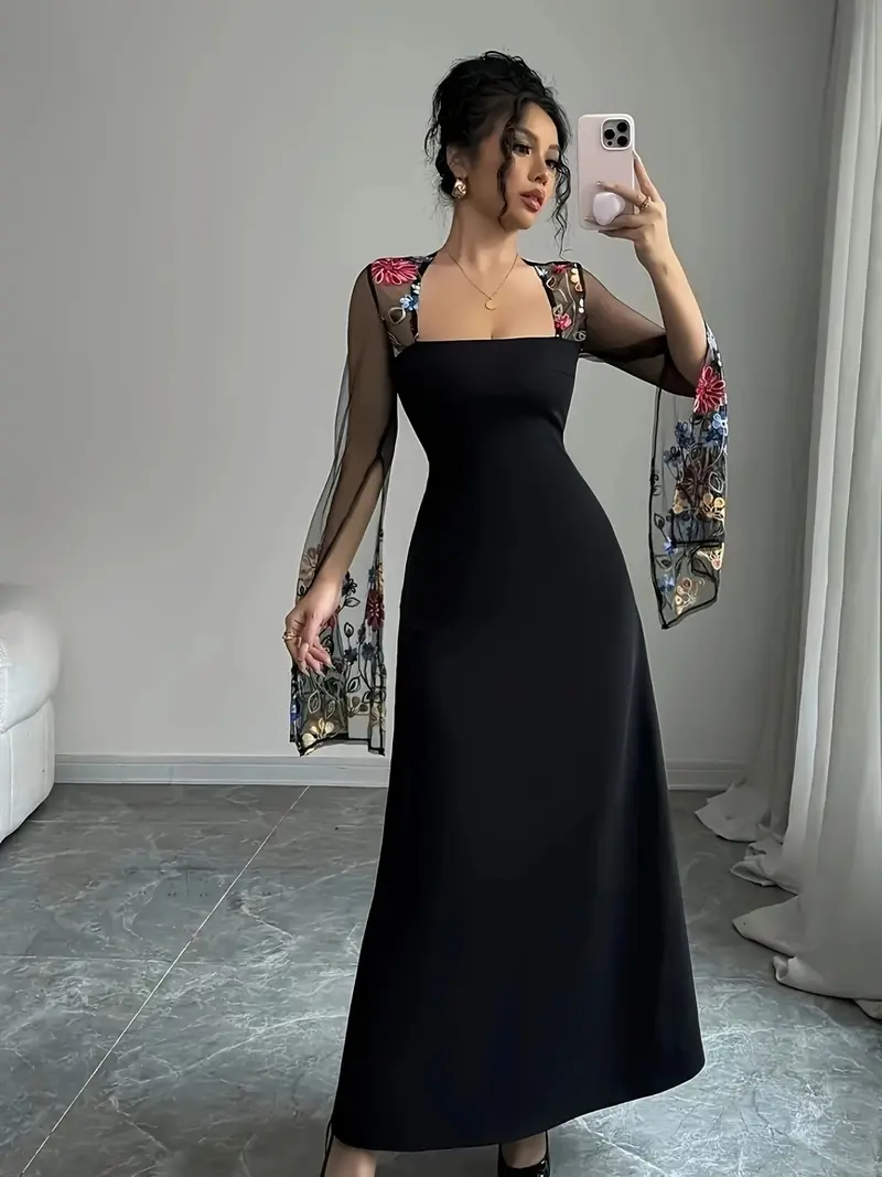 dark blue midi dress formal SWEET DREAMS SCALLOPED EDGE MIDI DRESS main image 1