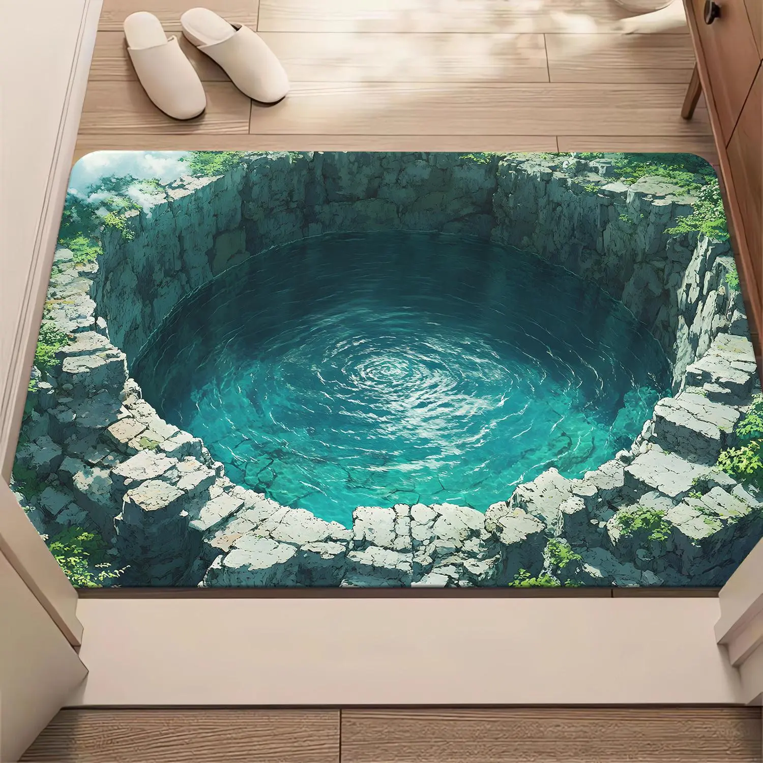 1pc Phantom Pattern Non-Slip Polyester Door Mat - Microfiber, Absorbent, Machine Washable, Ideal for Bathroom, Bedroom, Living Room, Camping, Picnics, Yoga, Camping Mat | Artistic Floor Mat | Absorbent Backing, Bathroom Mat