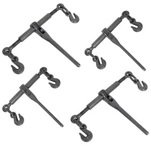 Heavy duty 5/16"-3/8" Ratchet Binders, 5400lbs Working Load capacity, G70 Hooks Adjustable Length, 4-Pack,,Black Hammertone color
