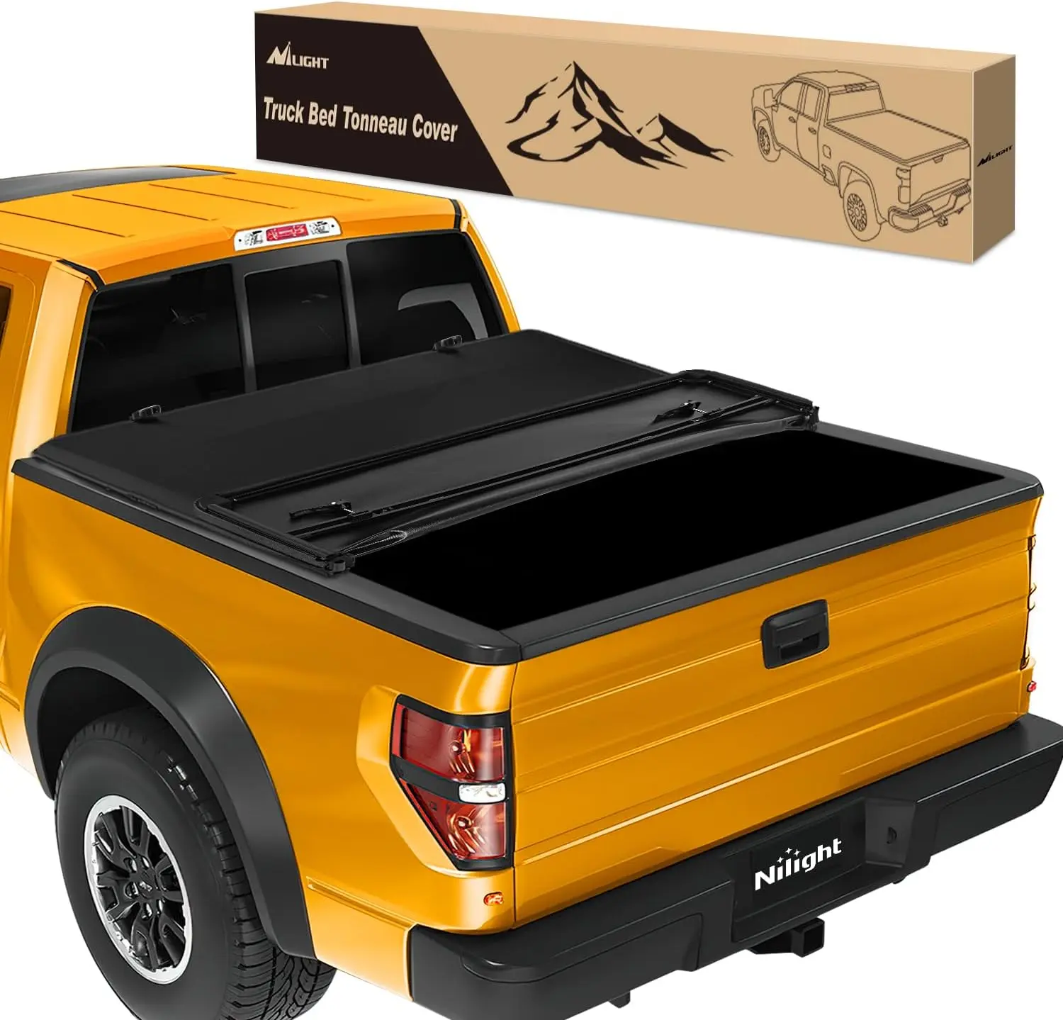 Nilight Soft Tri-Fold Truck Bed Tonneau Cover - Good Fit for Ford F150 2004-2014 (5.5ft) & GMC Canyon New Body Style, Polyvinyl Chloride (PVC) Double-Layer, All-Round Seal, Water Resistant, Easy Installation, Secure Locking Protection, Tri-Fold Cover