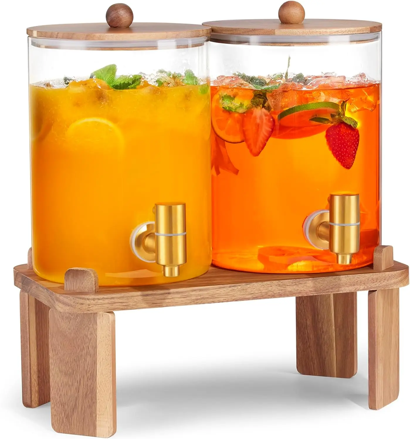 2 count 1 Gallon Drink dispenser, Glass Beverage Dispenser With  Stand, Large Water Drink Dispensers for Parties With Stainless Steel Spigot, Ideal for Lemonade,Juice, , and Party Drinks
