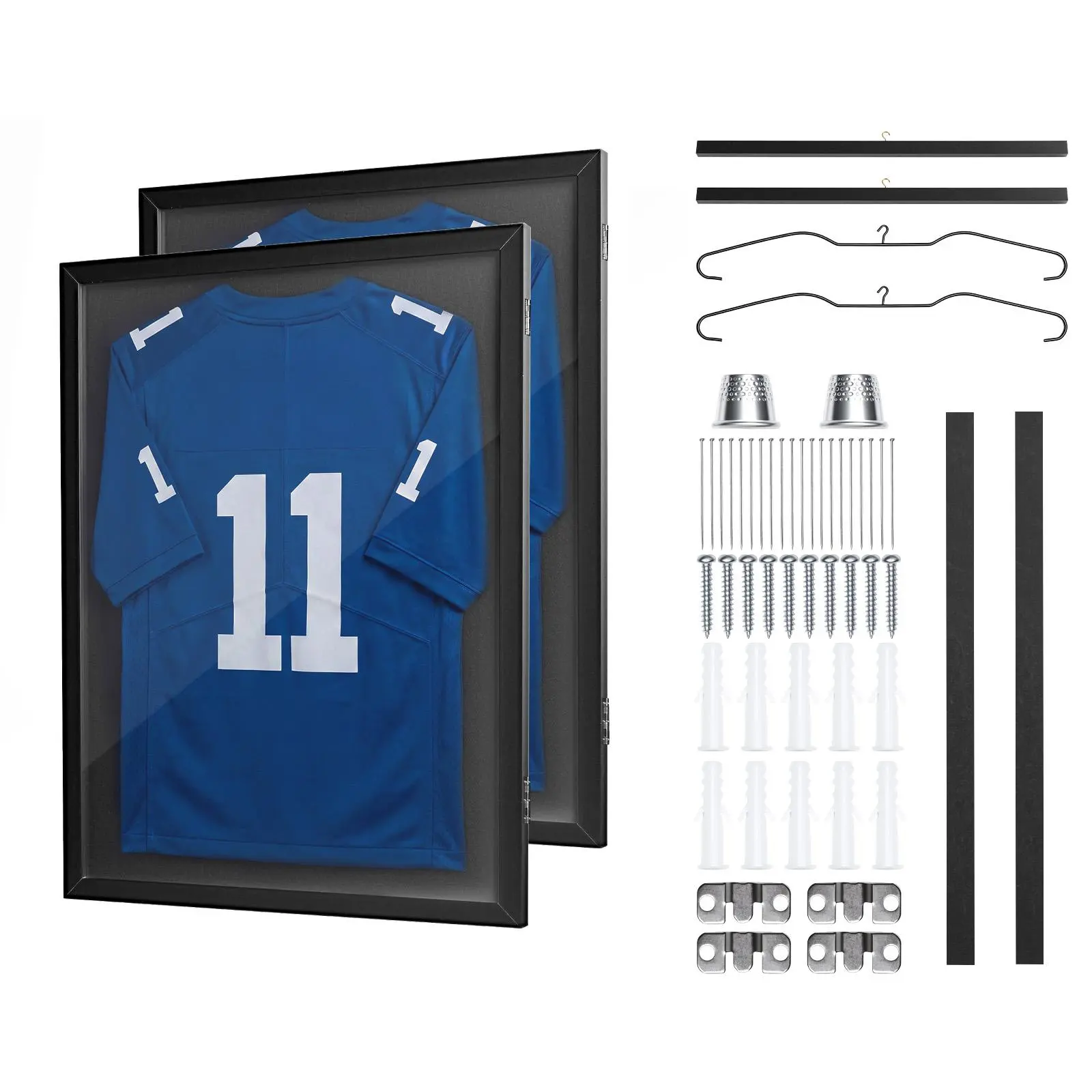 【SummerFinds】VEVOR Jersey Frame Display Case, 31.3 x 23.2 in, Wooden Sport Jersey Shadow Box with 98% UV Protection PC Panel and Hanger, Magnetic Lock, for Baseball Basketball Football Hockey Shirt Uniform, 2 Pack