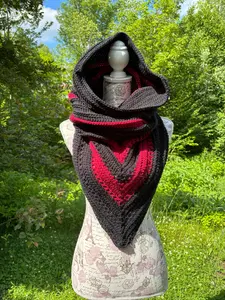 Wild Oleander Hooded Scarf Black Widow Adult Size
