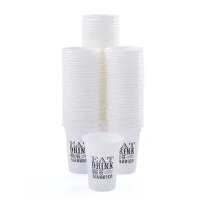 Bulk  200 Ct. Eat, Drink & Be Married White Plastic Cups