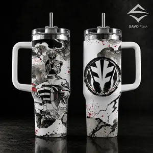 Mighty Morphin White Green Ranger Tumbler 40 oz 20 oz, Tommy Ranger Tumbler With Handle Straw, Gift for Fan