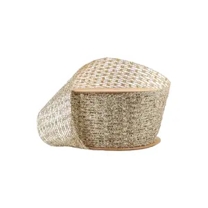 6" Wired Ribbon | Gold Stretch Tinsel Netting | 10 Yard Roll