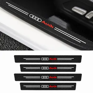 4PCS Leather Car Badge Door Sills Protection Stickers For Audi A4 B5 B6 B7 B8 B9 A1 A3 8V 8P 8L A6 C5 C6 C7 A5 A7 A8 Q3 Q5 Q7 TT S3 S6 Sline Quattro S4 S5 S7 S8 RS3 RS4 RS5 RS6 RS7 RS8 SQ3 SQ5 SQ7 RSQ3 RSQ5 RSQ7 TTS TTRS A8 A2 Q1 Q2 Q4 Q6 Q8