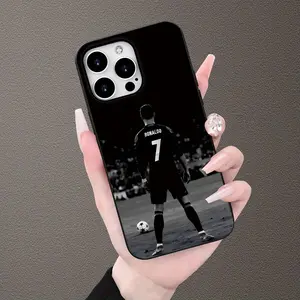 New Style, Fashionable, Trendy,, Cristiano Ronaldo Soccer Themed Pattern Design, Anti-Drop Phone Case Suitable for iPhone Series Fashion Accessories, Compatible with iPhone 16/16Plus/16Pro/16ProMax, 15, 14, 13, 12, 11 Series and More