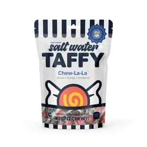Taffy Shop, Chew-La-La Salt Water Taffy - Peach, Orange, Cranberry Soft, Sweet & Chewy Candy