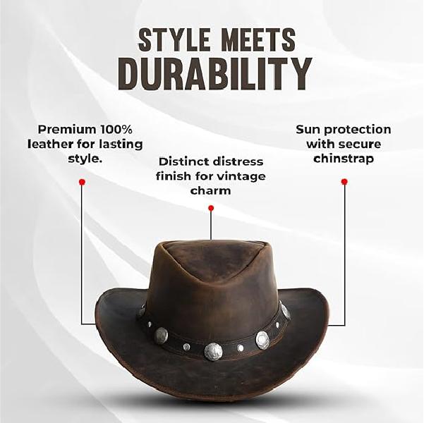 Lesa Collection Buffalo Coin Leather Cowboy Hat for Men and Women