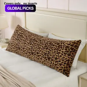 1pc plush fur-like leopard print long pillow case, 20x54 inch zipper leopard print body pillow case, plus plush pillow case (excluding pillow core). #GLOBAL PICKS