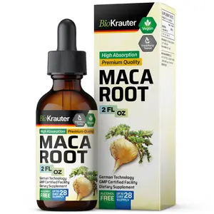 BioKrauter Maca Root Tincture Bottle, High Absorption Premium Quality, Vegan, Alcohol-Free, Natural Energy Support for Sustained Vitality
