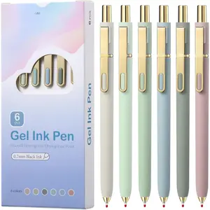 Gel Pens Black Ink Pens for Office 6 Pack, 0.7mm Point Pen Smooth Writing Quick Dry Retractable Writing Pens,Aesthetic Gel Pens for Journaling, Note-Taking, Office & School Supplies,Morandi