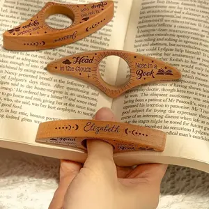 Wooden Book Page Holder, Customizable Name Handmade Reading Stand, Wooden Decorative Ornament, Ideal Gift for Book Lovers