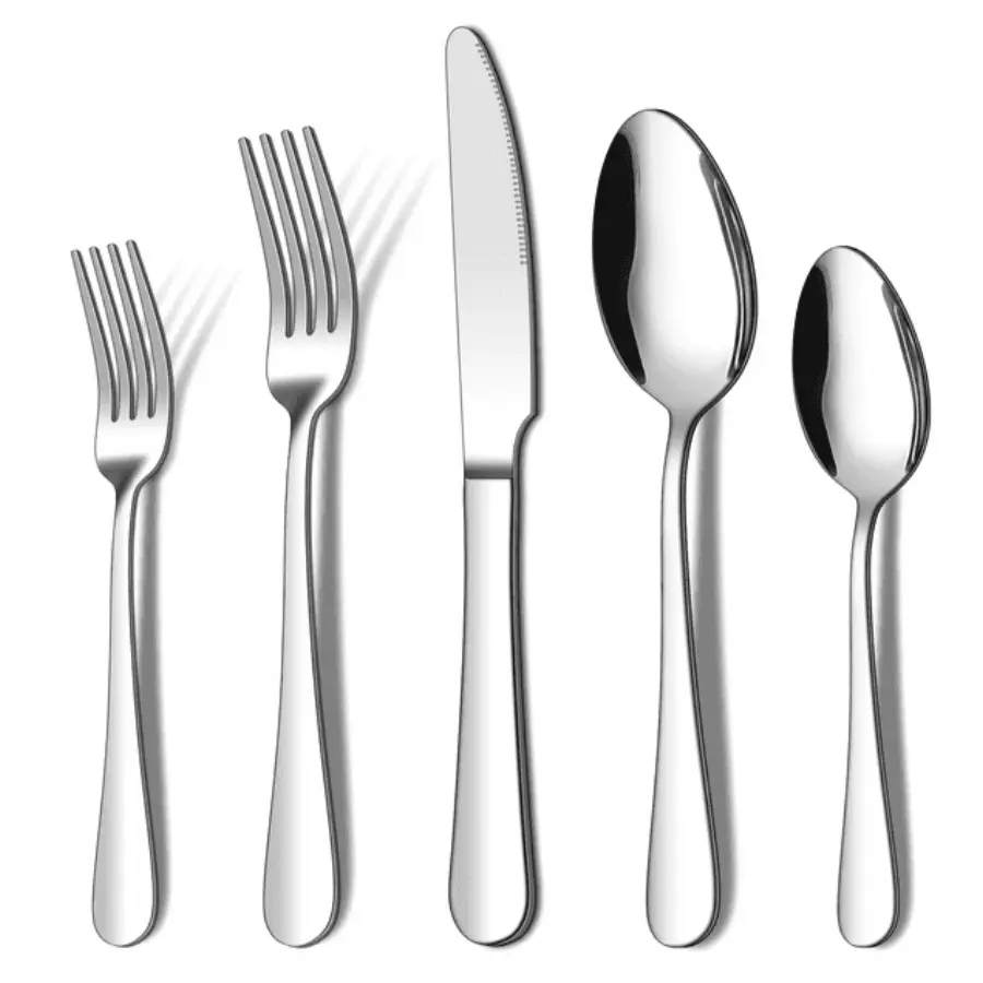 20 Piece Heavy Duty Silverware Set, ENLOY Stainless Steel Solid Flatware Cutlery for 4, Modern & Elegant Design, High Quality Gift