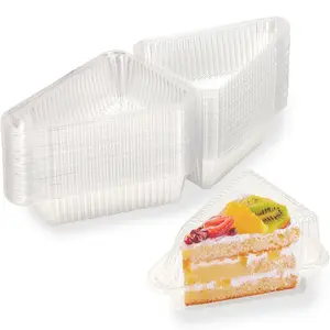 50Pcs Individual Cake Slice Containers,Pie Slice Boxes Disposable,Cheesecake Storage,Plastic Case for Take Out Packaging, Bakery and Cafe Cupcake Carriers