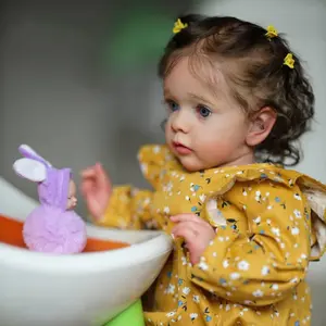 Three-piece Set 22" Realistic Doll with Golden Curls   Body Reborn Girl  Sit-and-Stand Birthday Gift for Children Development baby doll