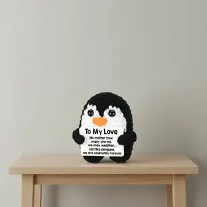 Handmade Crochet Penguin Soft Cuddly Gift for Him Her, Romantic Christmas Present for Couples, Wedding Anniversary Birthday Gifts for Wife Husband