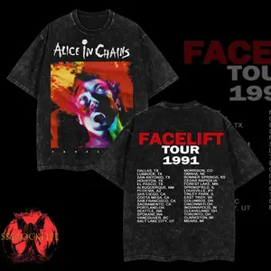 [$$$MANLIFE] Vintage Alice In Chains - Facelift Tour 1991 Washed T-Shirt – Acid Washed Heavyweight Cotton, Classic 90s Grunge Vibes, Alternative Streetwear Essential for Rock Lovers