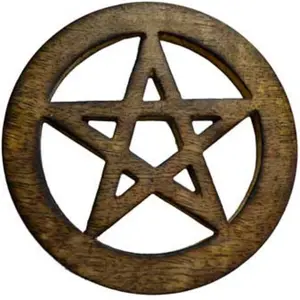 Pentagram Altar Tile 4in Brown Occult Pagan Wiccan Decor