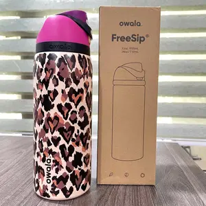 Limited Edition Owala 32oz Leopard Print Bottle Pink Top Stainless Steel Water Bottle Birthday Gift