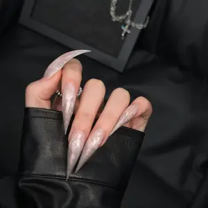 Handmade Gradient Glitter Dragon Claw Nails, Long Wear Cat Paw Style, Glossy Finish, European and American Fashion, Soft and Bright