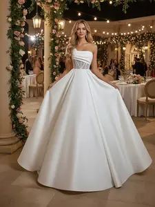 Elegant Chic Satin Maxi Dress with Contrast Sequins, Single Shoulder Design, Perfect for Weddings, Evening Parties, Formal Events