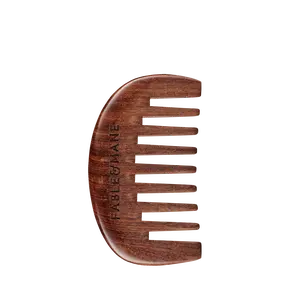 Fable & Mane Scalp Massager Comb, Wide-toothed, 100% Natural Ebony Wood, Detangles Strands and Gently Massages the Scalp